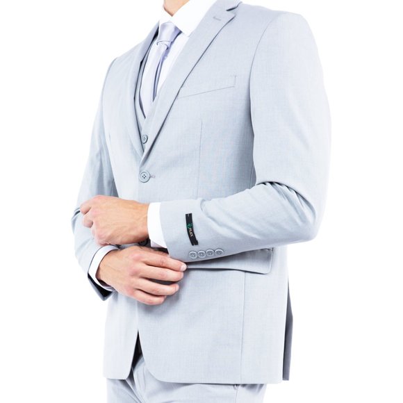 4-Way Stretch Mens Suit Set, 3-Piece Grey - Picture 6 of 7